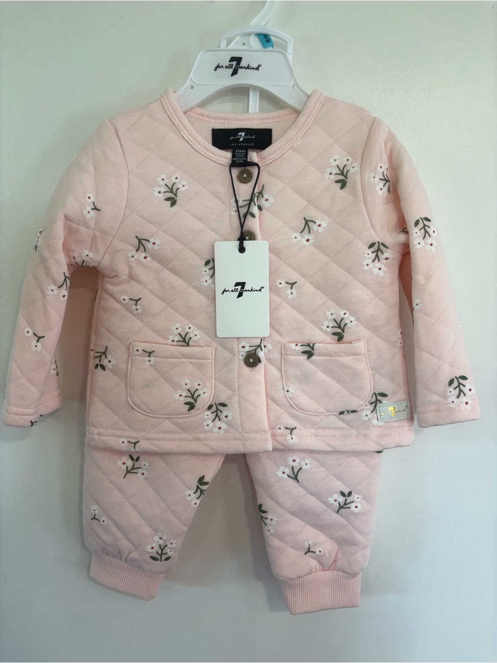 7 For All Mankind Quilted Floral 2-Piece Baby Set